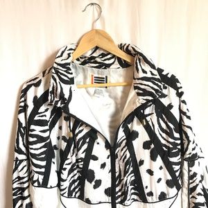 Vintage Animal Print White Windbreaker Jacket